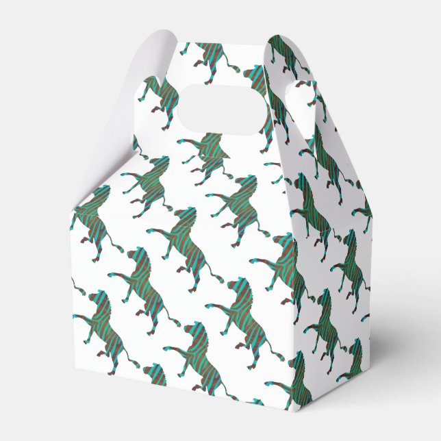 Zebra Black and Green Print Favor Boxes (Front Side)