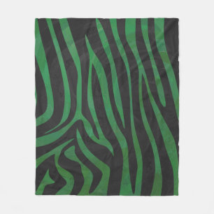 Zebra Black and Green Print Fleece Blanket