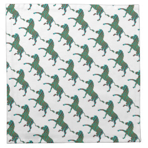 Zebra Black and Green Print Napkin
