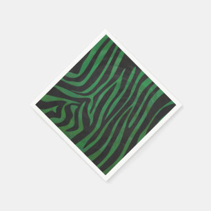 Zebra Black and Green Print Paper Napkins