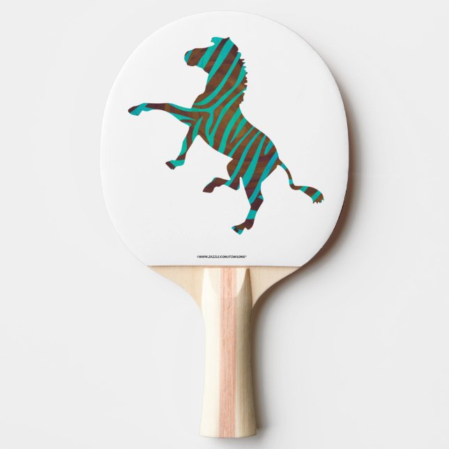 Zebra Black and Green Print Ping-Pong Paddle (Front)