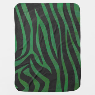 Zebra Black and Green Print Receiving Blanket