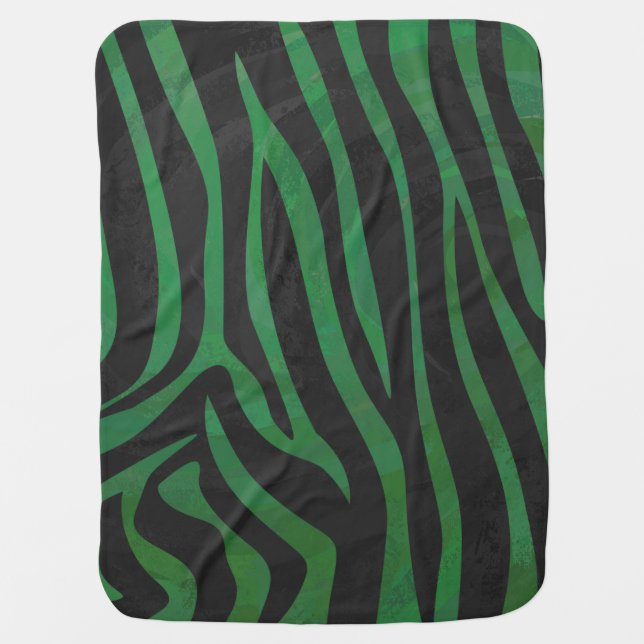 Zebra Black and Green Print Receiving Blanket (Front)