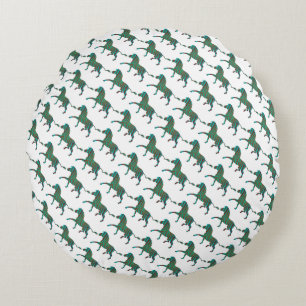 Zebra Black and Green Print Round Pillow