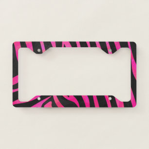 Zebra Black and Hot Pink Art License Plate Frame