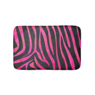 Zebra Black and Hot Pink Print Bath Mat