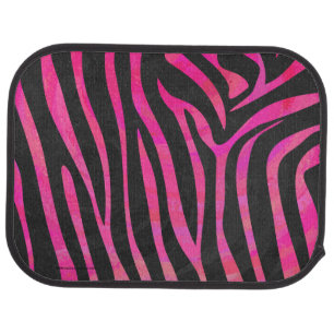 Zebra Black and Hot Pink Print Car Floor Mat