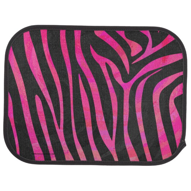 Zebra Black and Hot Pink Print Car Floor Mat (Rear)
