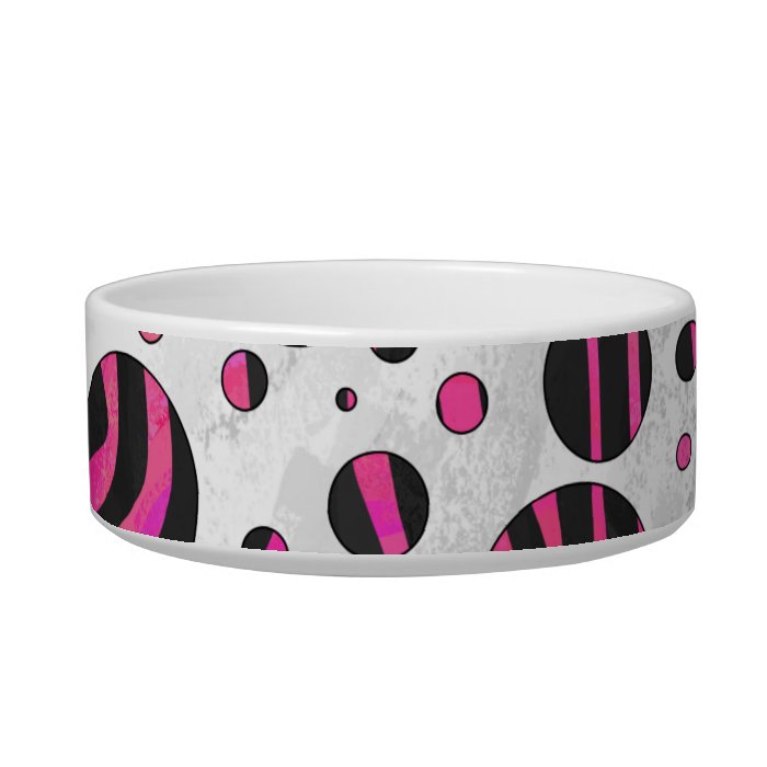 Zebra Black and Hot Pink Print Cat Bowls
