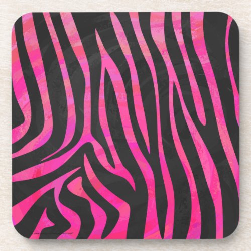 Zebra Black and Hot Pink Print Coaster