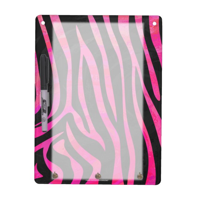 Zebra Black and Hot Pink Print Dry Erase Board (Front)