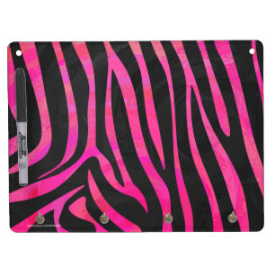 Zebra Black and Hot Pink Print Dry Erase Board With Keychain Holder