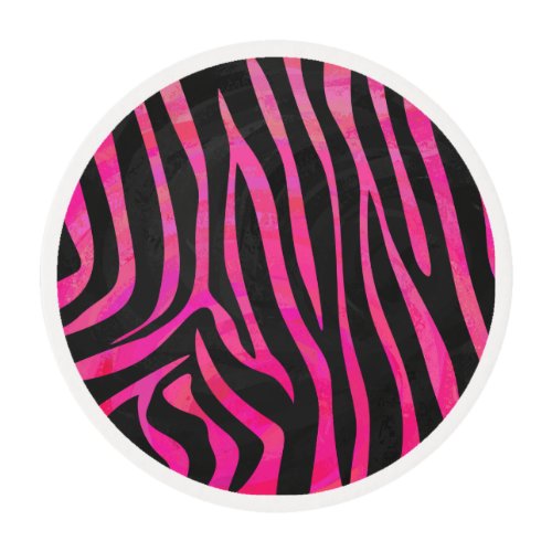 Zebra Black and Hot Pink Print Edible Frosting Rounds