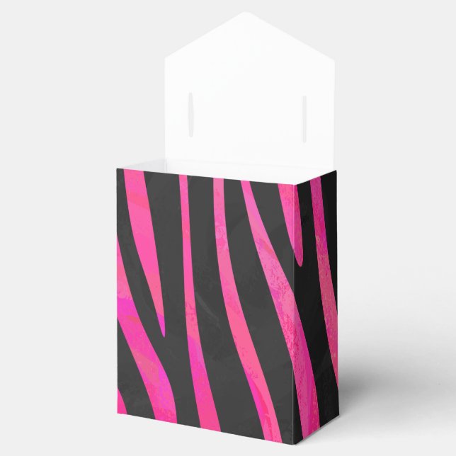 Zebra Black and Hot Pink Print Favor Boxes (Opened)