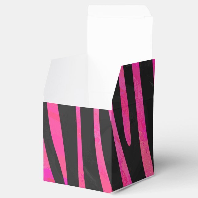 Zebra Black and Hot Pink Print Favor Boxes (Opened)