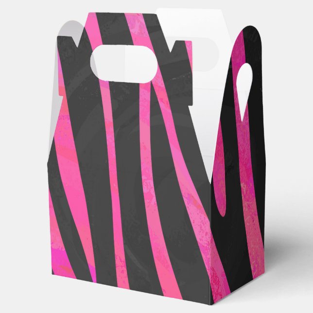Zebra Black and Hot Pink Print Favor Boxes (Opened)