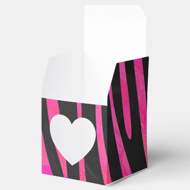 Zebra Black and Hot Pink Print Favor Boxes (Opened)