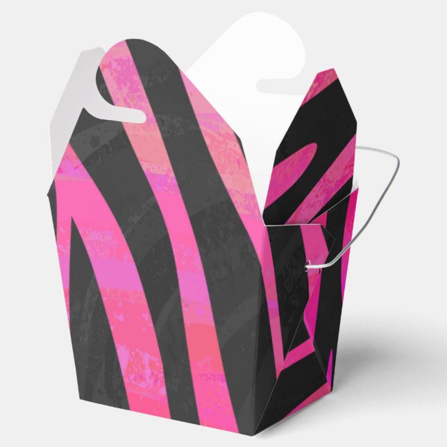Zebra Black and Hot Pink Print Favor Boxes (Opened)
