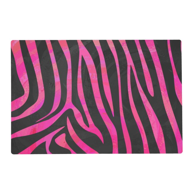 Zebra Black and Hot Pink Print Placemat (Front)