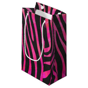 Zebra Black and Hot Pink Print Small Gift Bag