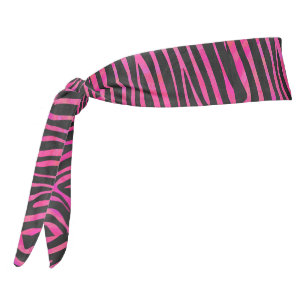 Zebra Black and Hot Pink Print Tie Headband