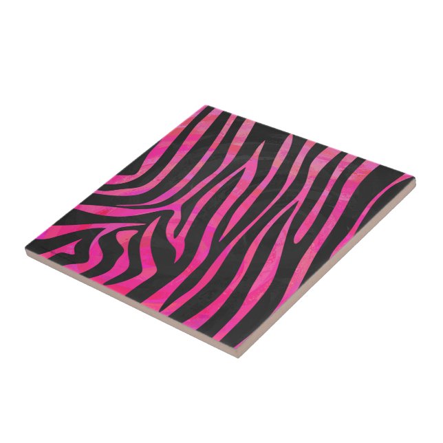 Zebra Black and Hot Pink Print Tile (Side)