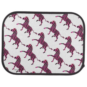 Zebra Black and Hot Pink Silhouette Car Mat