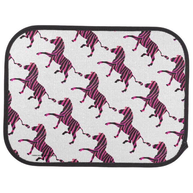 Zebra Black and Hot Pink Silhouette Car Mat (Rear)