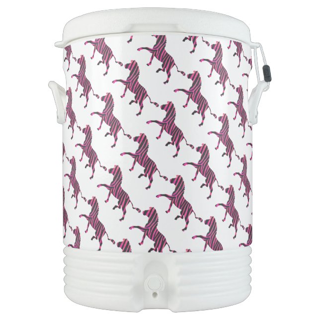 Zebra Black and Hot Pink Silhouette Cooler (Front)