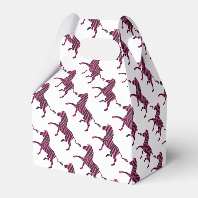 Zebra Black and Hot Pink Silhouette Favor Boxes (Front Side)