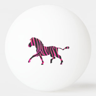 Zebra Black and Hot Pink Silhouette Ping-Pong Ball