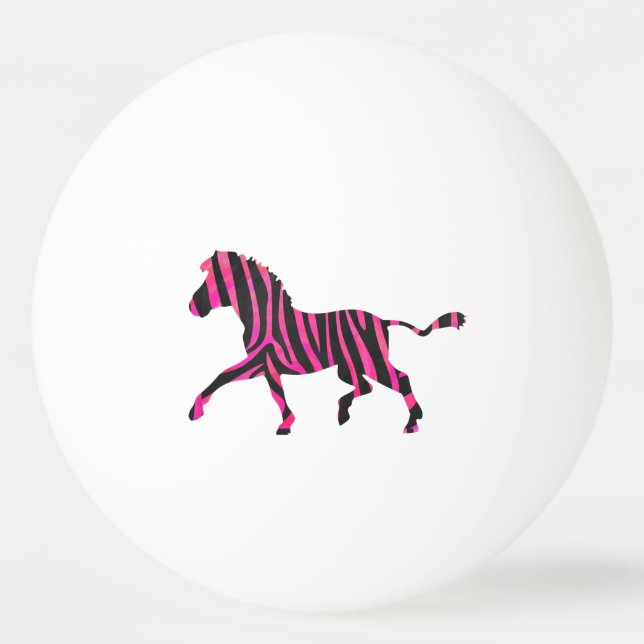 Zebra Black and Hot Pink Silhouette Ping-Pong Ball (Back)