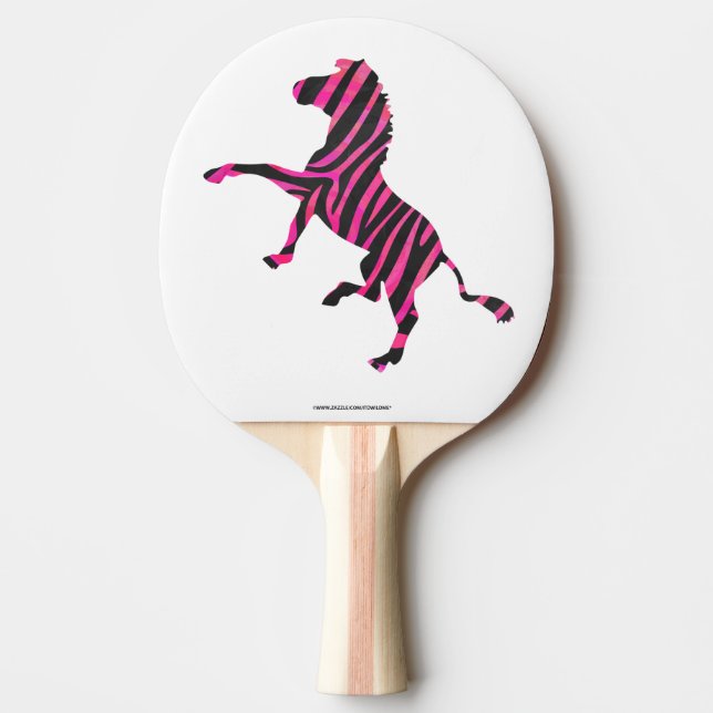 Zebra Black and Hot Pink Silhouette Ping Pong Paddle (Front)