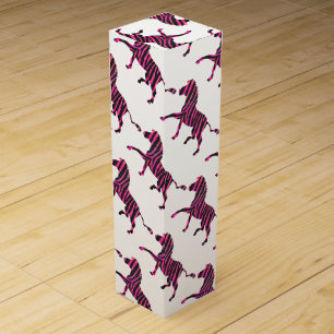 Zebra Black and Hot Pink Silhouette Wine Box