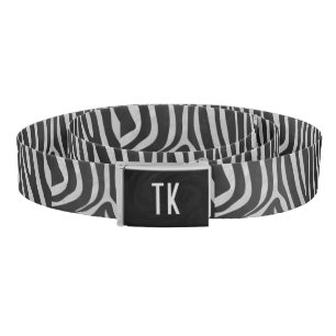 Zebra Black and Light Gray Print Belt