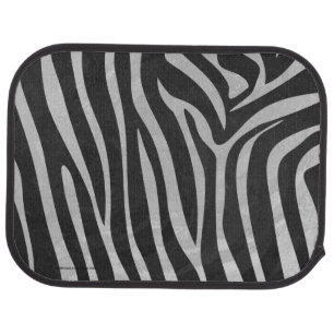 Zebra Black and Light Gray Print Car Mat