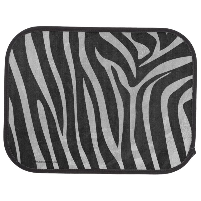 Zebra Black and Light Gray Print Car Mat (Rear)