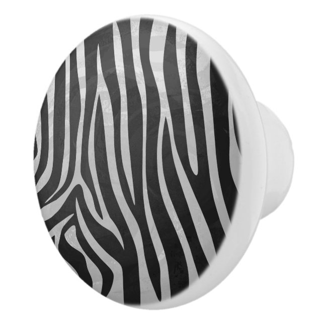 Zebra Black and Light Gray Print Ceramic Knob (Right)