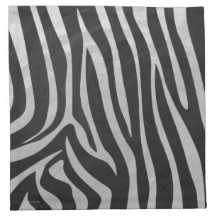 Zebra Black and Light Gray Print Cloth Napkin