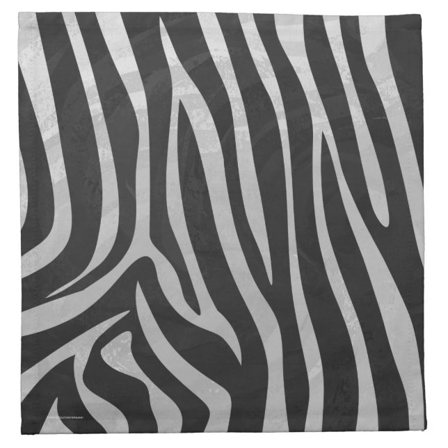Zebra Black and Light Gray Print Cloth Napkin (Front)
