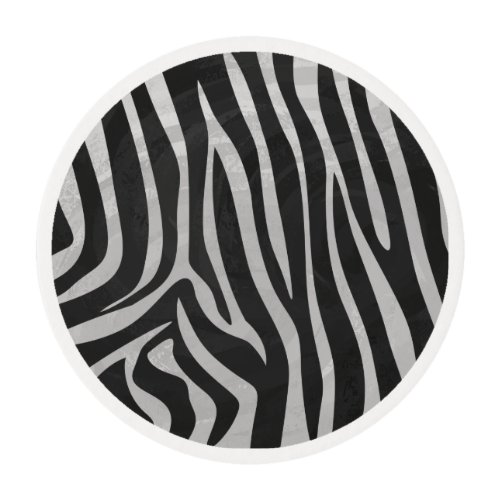 Zebra Black and Light Gray Print Edible Frosting Rounds