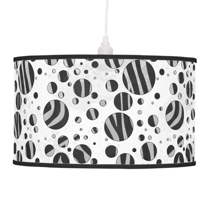 Zebra Black and Light Gray Print Hanging Pendant Lamps