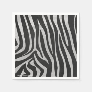 Zebra Black and Light Gray Print Paper Napkins