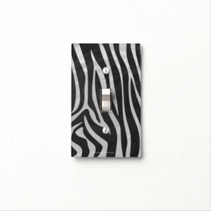 Zebra Black and Light Gray Print Switch Cover