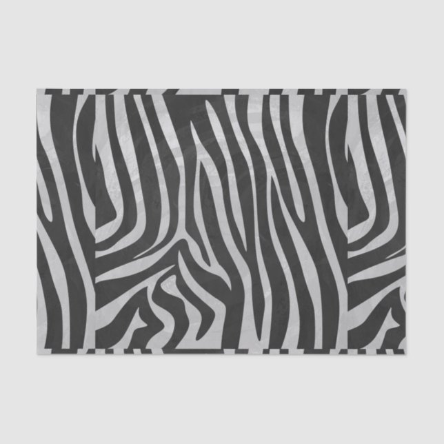 Zebra Black and Light Gray Print Tissue Paper (Front)