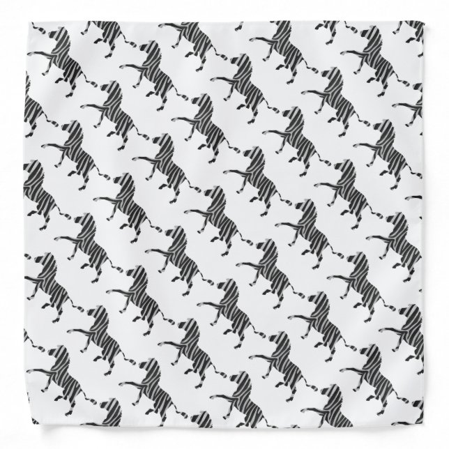 Zebra Black and Light Gray Silhouette Bandana (Front)