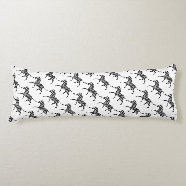 Zebra Black and Light Gray Silhouette Body Pillow (Front)