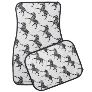 Zebra Black and Light Gray Silhouette Car Floor Mat