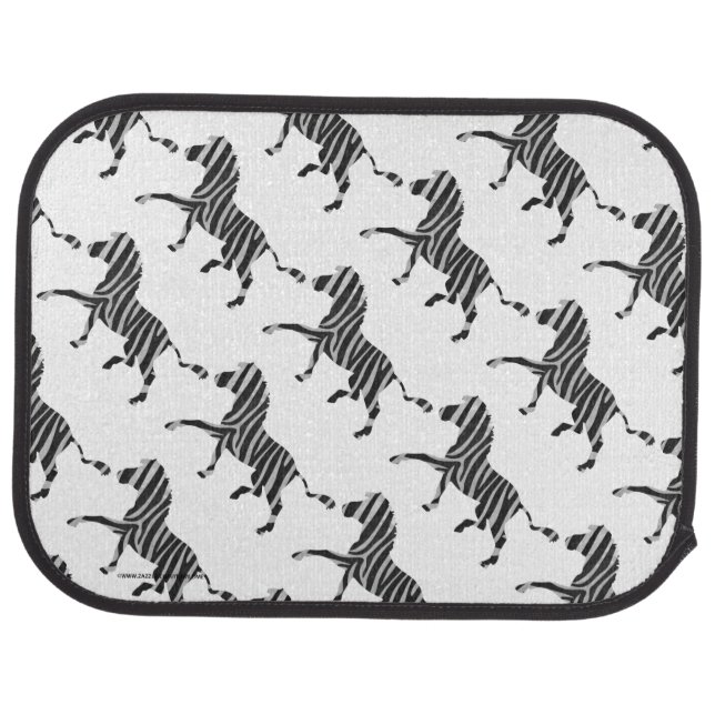 Zebra Black and Light Gray Silhouette Car Mat (Rear)
