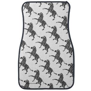 Zebra Black and Light Gray Silhouette Car Mat